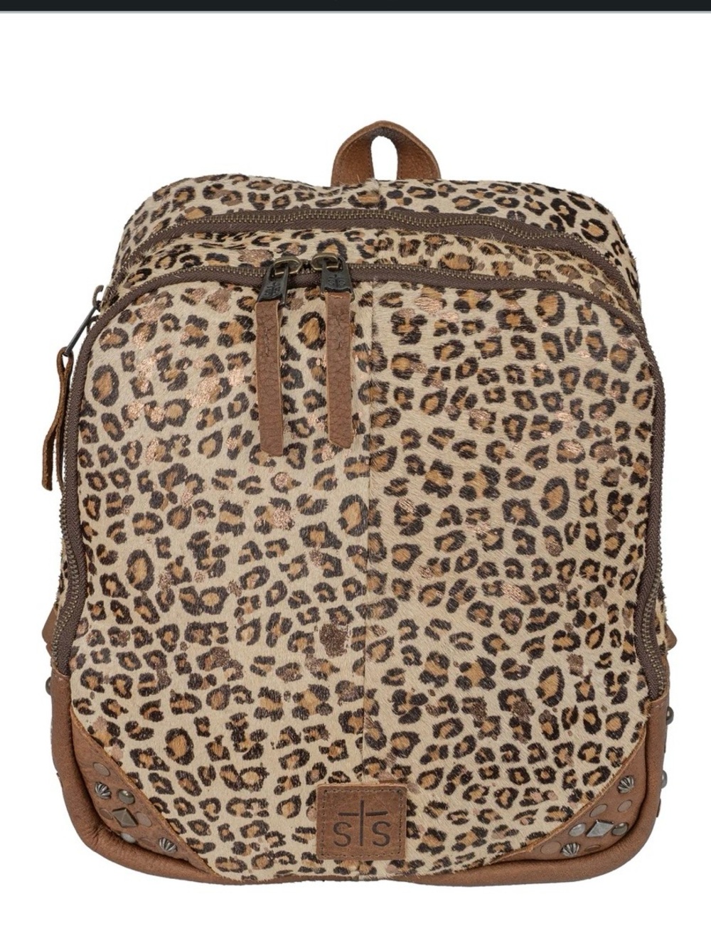 Ranchwear Leopard Print leather Backpack - Brown